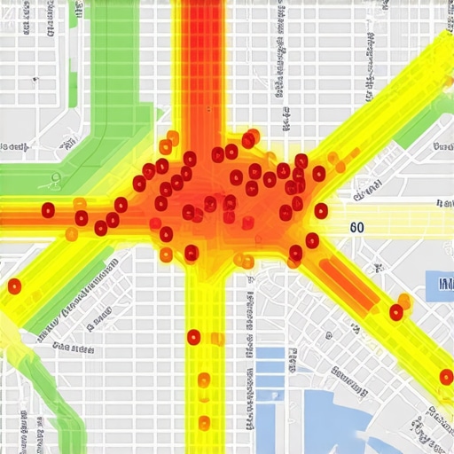 Local SEO Ranking Heatmap Visualization A heatmap showing how a business can rank across an entire city on Google Maps.