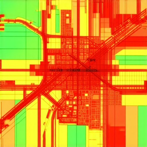 Local SEO Ranking Heatmap A heatmap showing Google Maps 3-pack ranking improvements across a local neighborhood.