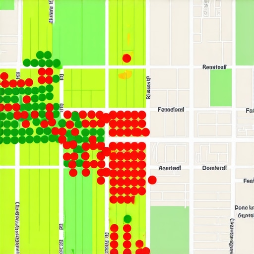 A heat map showing local search rankings across a 10-mile radius.