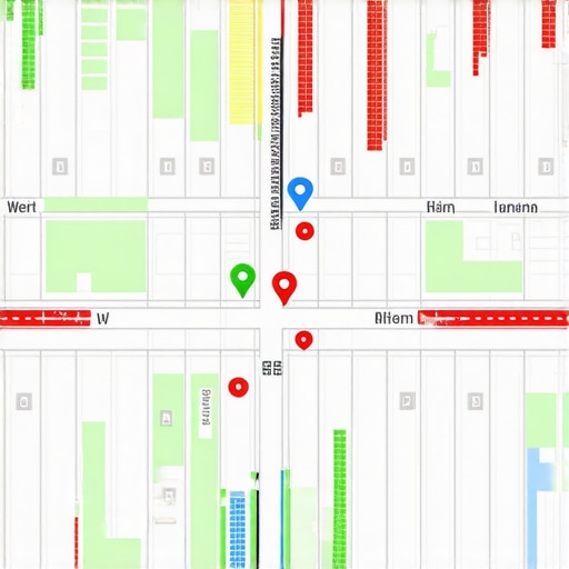 Local Search Geo-Grid Ranking Dashboard A visual representation of geo-grid tracking software for Google Maps ranking across a city.