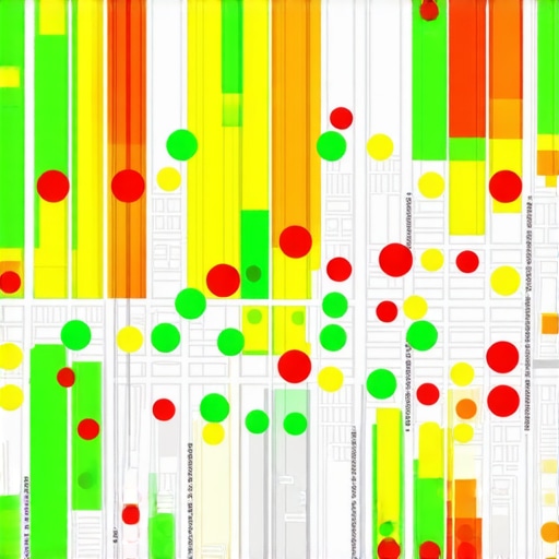 Local Search Ranking Heatmap A visual heatmap showing local map pack ranking positions across a city grid.