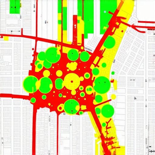 Local Search Visibility Heatmap Analysis A digital heatmap demonstrating how local visibility varies by neighborhood on Google Maps.