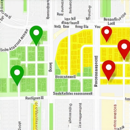 Local Search Visibility Map Analysis A visualization showing how local business rankings vary across a geographical area.