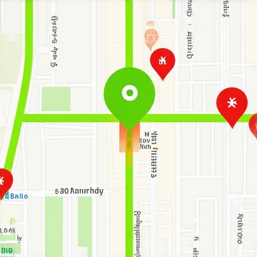 Localized Google Maps Ranking Heatmap A heatmap visualization showing a business's local search ranking across different geographic points in a city.