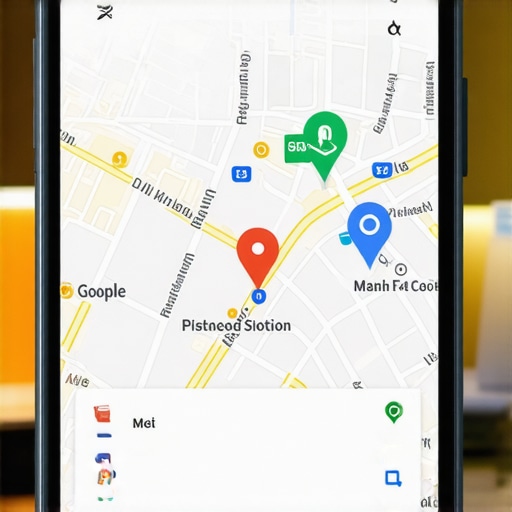 Smartphone screen showing voice search result for local business on Google Maps
