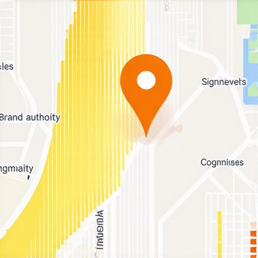 A local SEO heat map illustrating how brand signals overcome physical distance in Google Maps results.