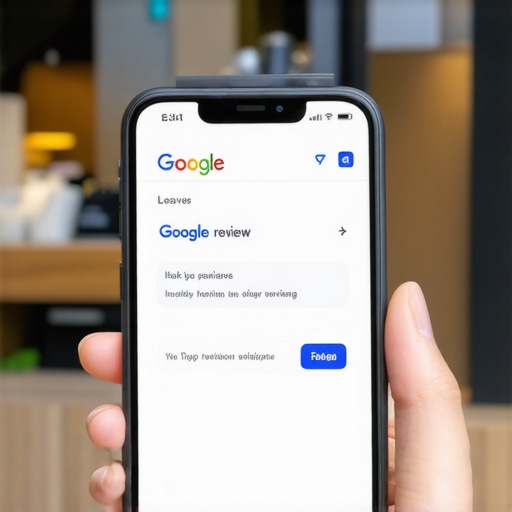 Review Request Template Action Smartphone showing a Google review text message request