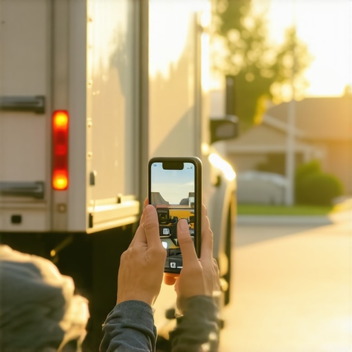 Taking authentic business photos for local SEO A business owner taking a photo of their service vehicle to improve Google Maps visibility and trust signals.