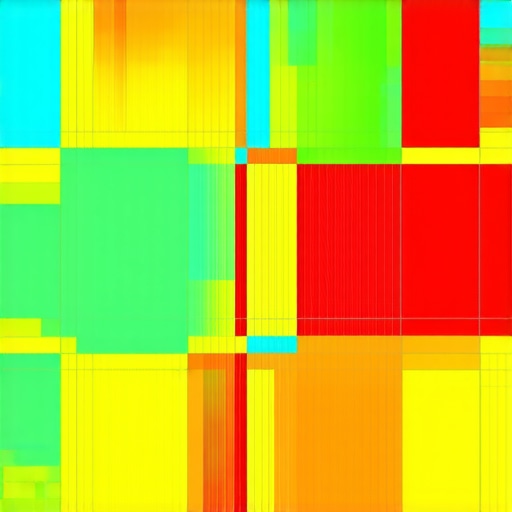 A search ranking heatmap displaying local map visibility across different city blocks