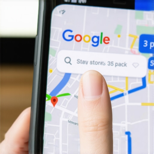 User engagement with Google Map pack results Close up of smartphone showing local map rankings and user interaction