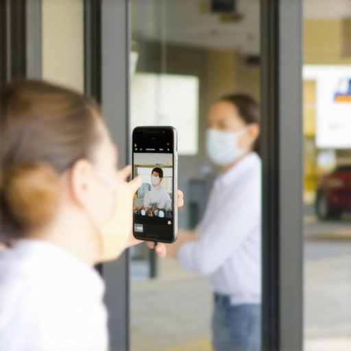 Video Verification for Google Business Profile A person filming their business signage and entrance with a phone for Google verification.